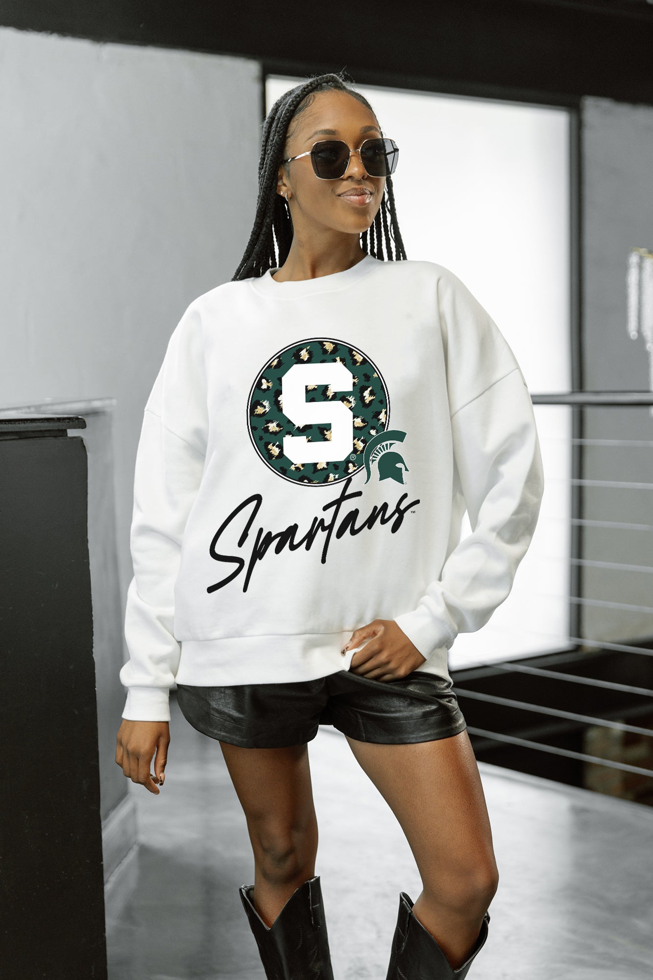 MICHIGAN STATE SPARTANS WILD BREAKTHROUGH PREMIUM FLEECE CREWNECK PULLOVER