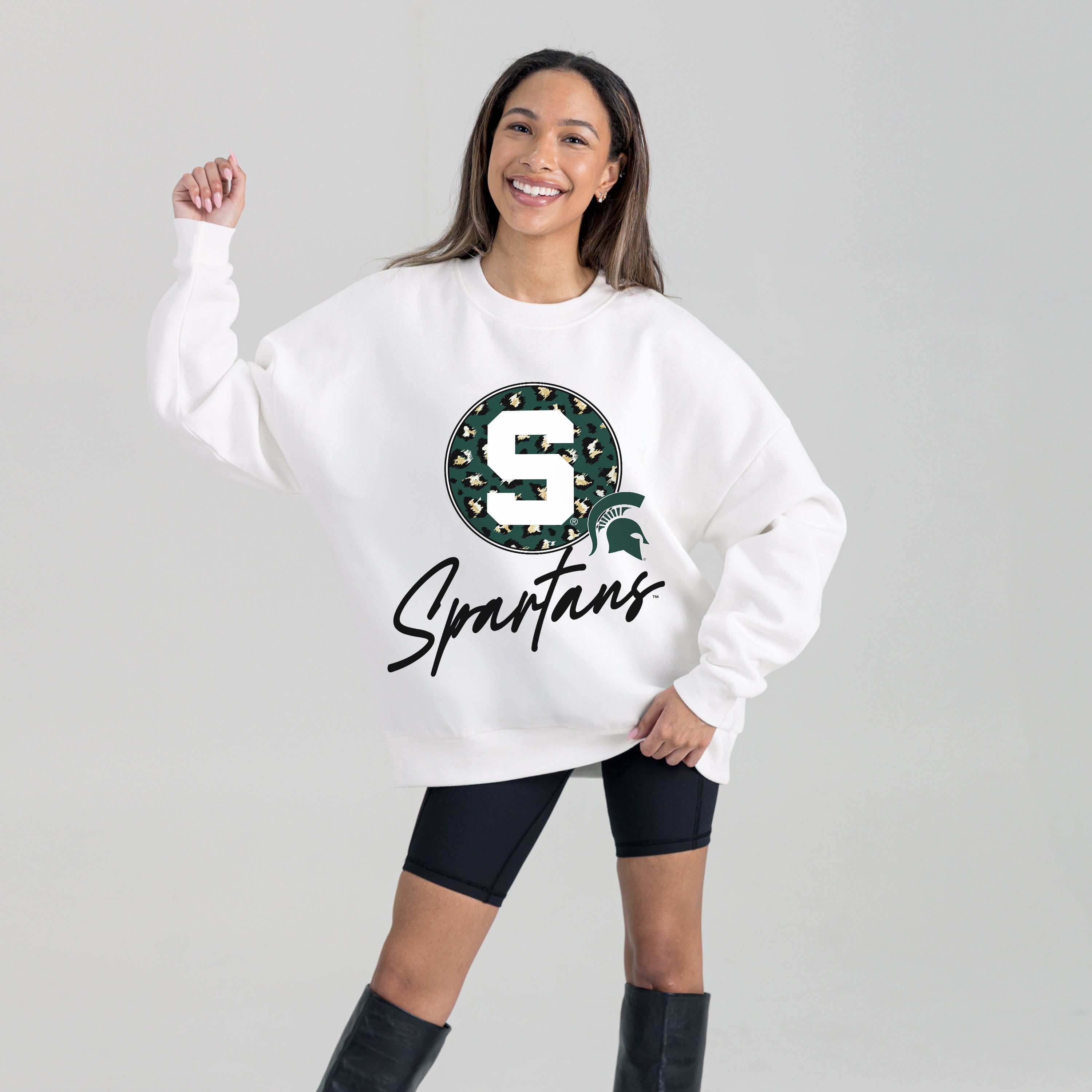 MICHIGAN STATE SPARTANS WILD BREAKTHROUGH PREMIUM FLEECE CREWNECK PULLOVER