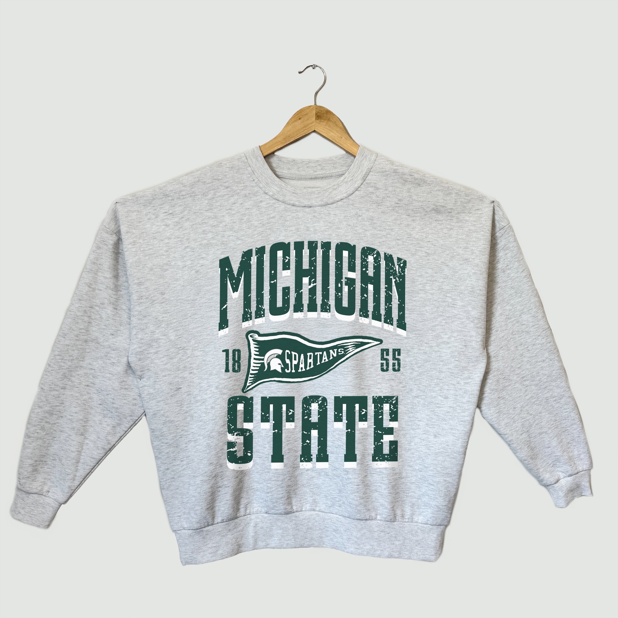 MICHIGAN STATE SPARTANS PENNANT PRIDE PREMIUM FLEECE DROP SHOULDER CREWNECK PULLOVER