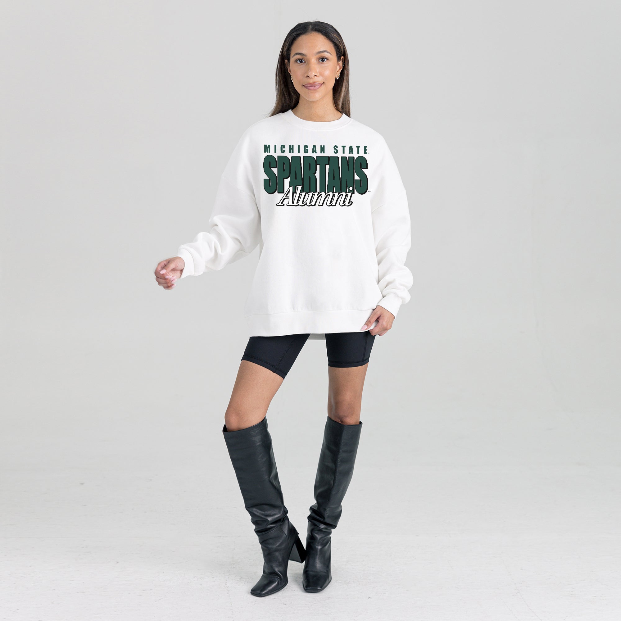 MICHIGAN STATE SPARTANS ALUMNI ERA PREMIUM DROP SHOULDER FLEECE CREWNECK PULLOVER