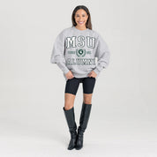 MICHIGAN STATE SPARTANS DEGREE UNLOCKED PREMIUM DROP SHOULDER FLEECE CREWNECK PULLOVER