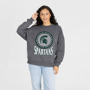 MICHIGAN STATE SPARTANS SATURDAY SEAL PREMIUM FLEECE DROP SHOULDER CREWNECK PULLOVER