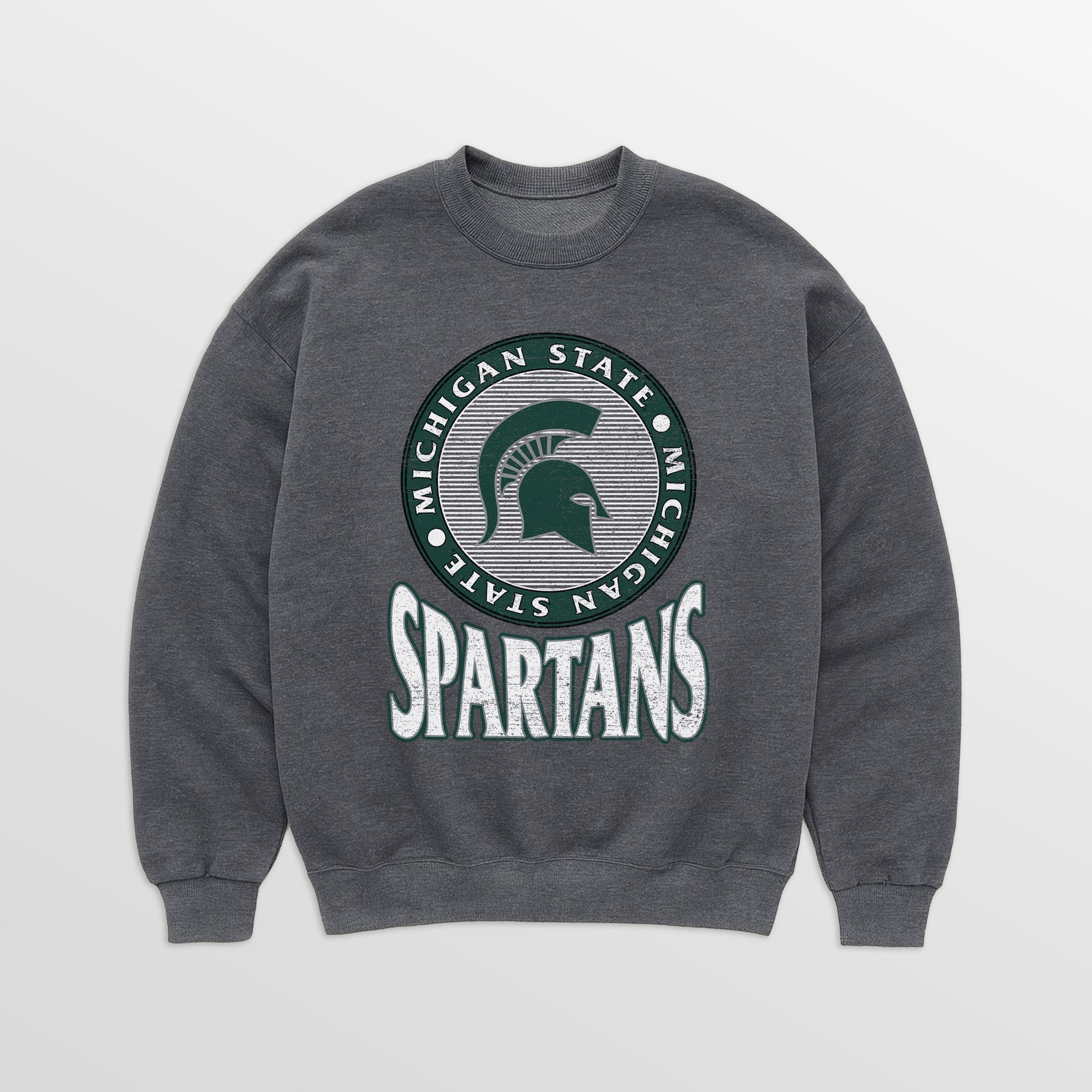 MICHIGAN STATE SPARTANS SATURDAY SEAL PREMIUM FLEECE DROP SHOULDER CREWNECK PULLOVER