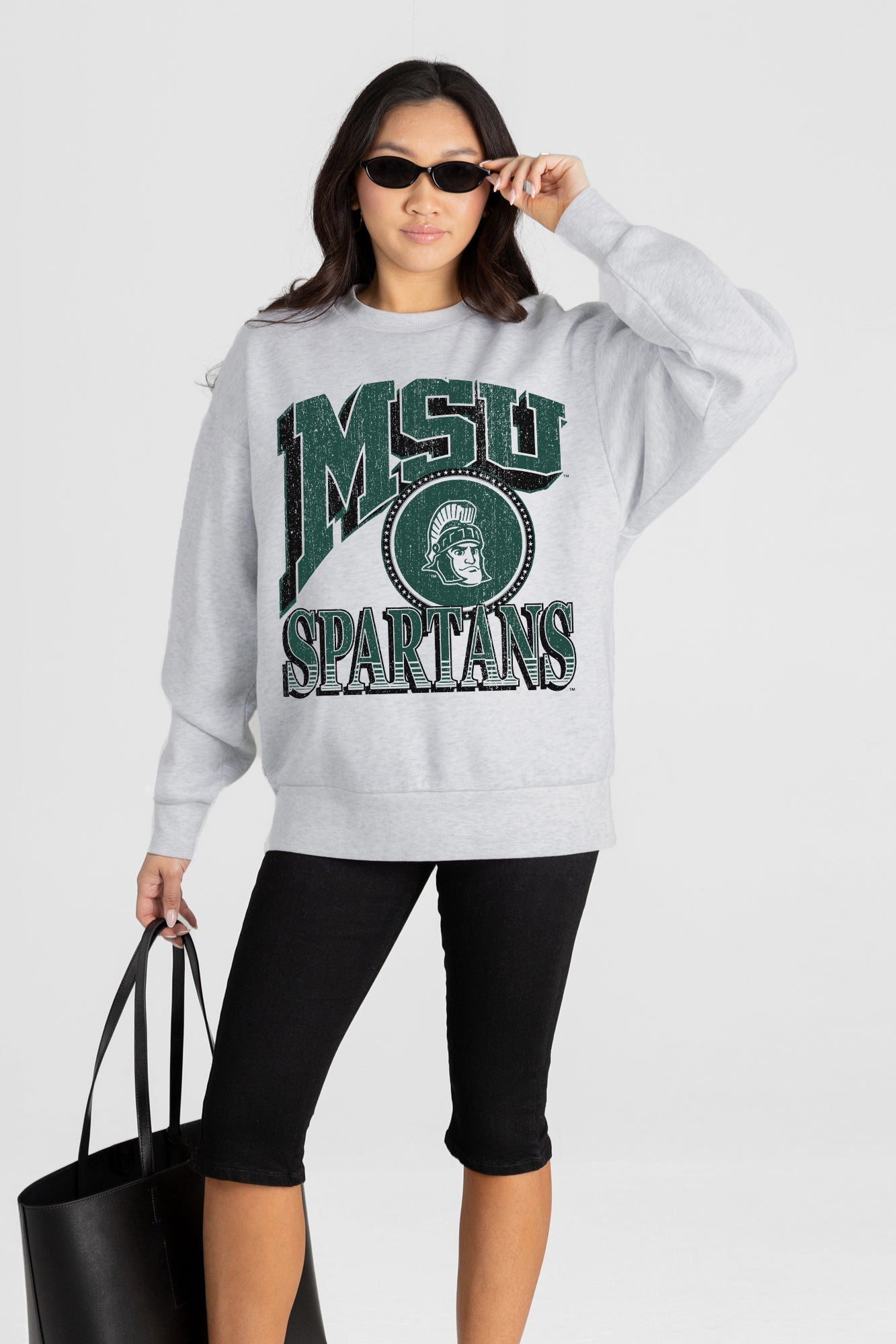 MICHIGAN STATE SPARTANS GAME ON PREMIUM FLEECE DROP SHOULDER CREWNECK PULLOVER