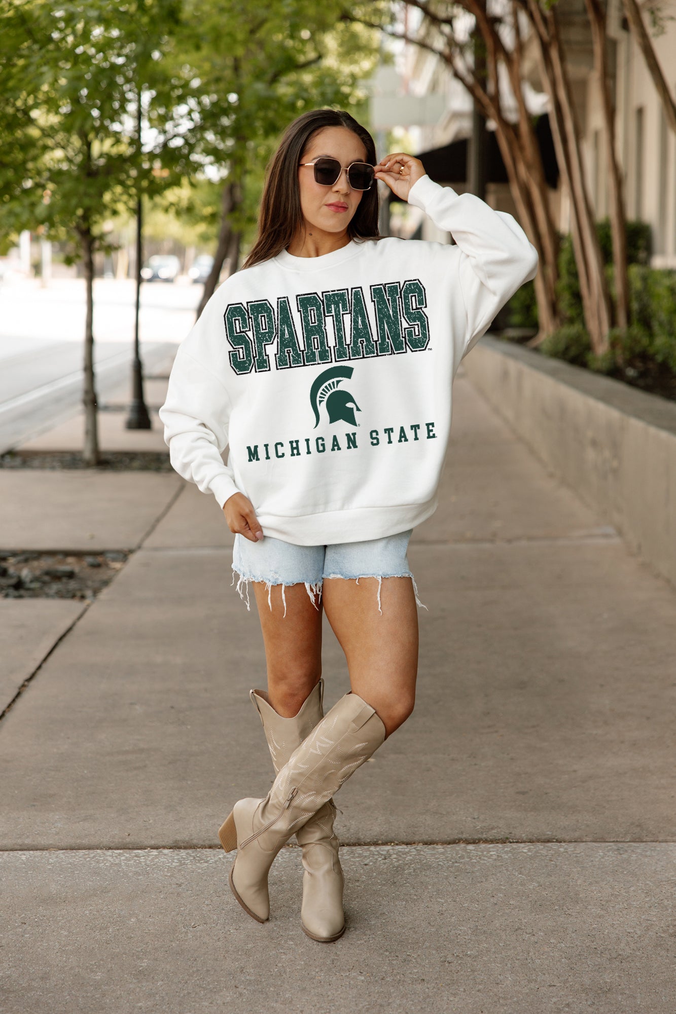 MICHIGAN STATE SPARTANS Freestyle Fleece Drop-Shoulder Pullover