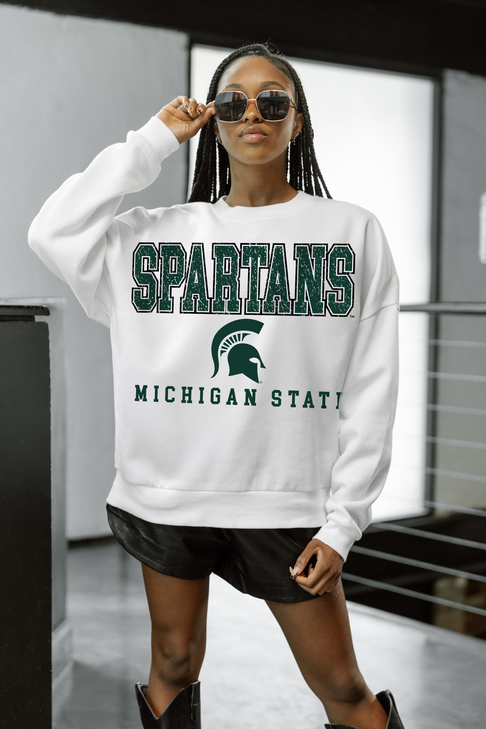 MICHIGAN STATE SPARTANS Freestyle Fleece Drop-Shoulder Pullover