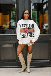 MARYLAND TERRAPINS FAIR CATCH PREMIUM FLEECE DROP SHOULDER CREWNECK PULLOVER