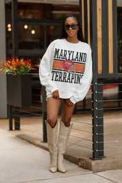 MARYLAND TERRAPINS FAIR CATCH PREMIUM FLEECE DROP SHOULDER CREWNECK PULLOVER