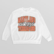 MARYLAND TERRAPINS FADED FORMATION PREMIUM FLEECE DROP SHOULDER CREWNECK PULLOVER