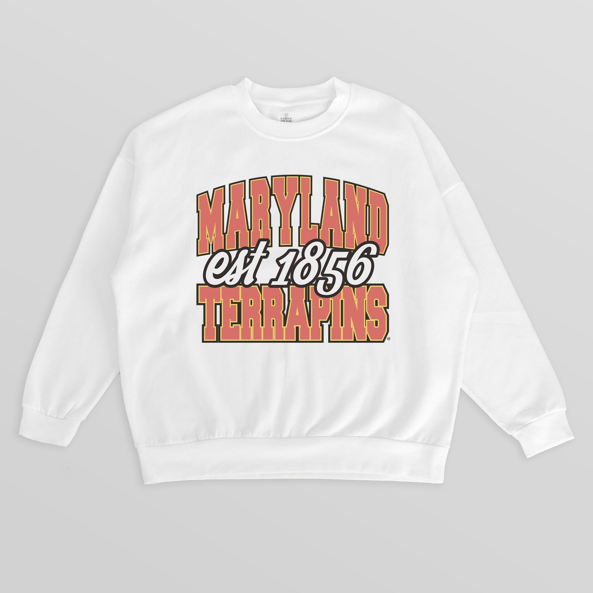 MARYLAND TERRAPINS FADED FORMATION PREMIUM FLEECE DROP SHOULDER CREWNECK PULLOVER