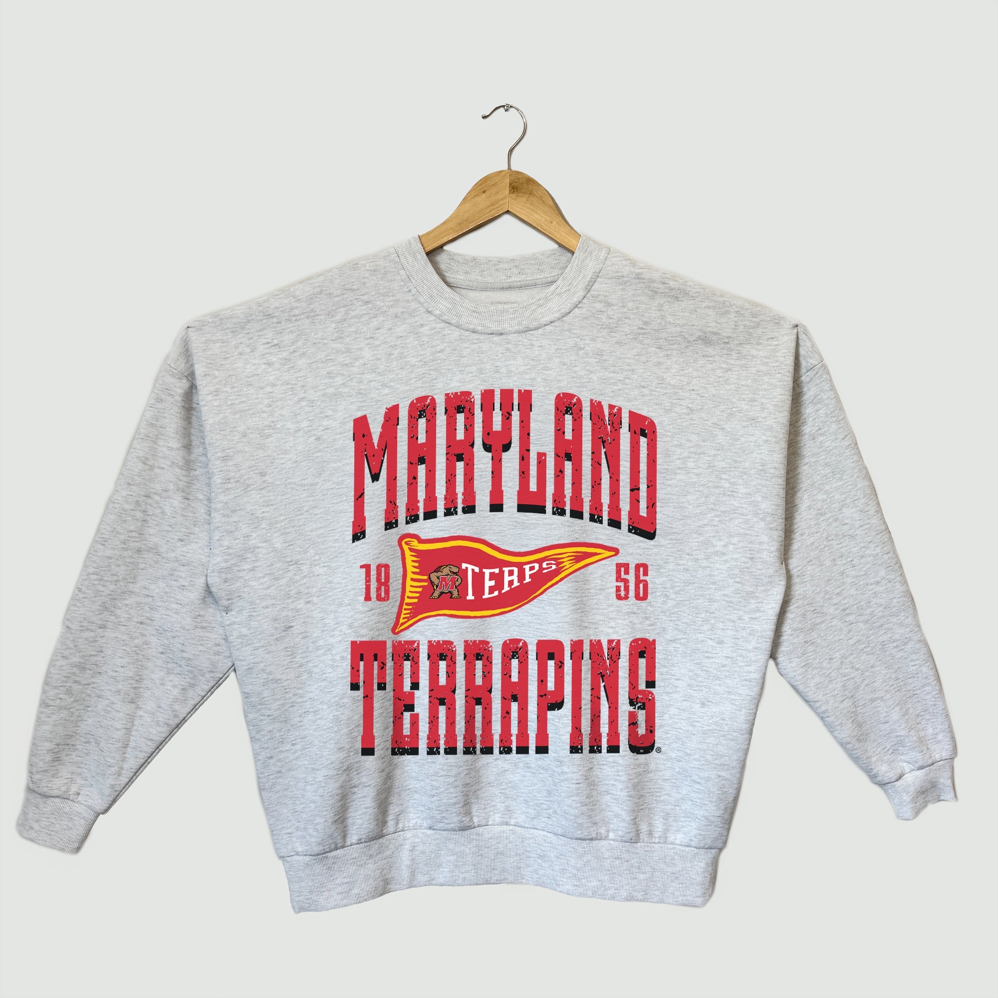 MARYLAND TERRAPINS PENNANT PRIDE PREMIUM FLEECE DROP SHOULDER CREWNECK PULLOVER