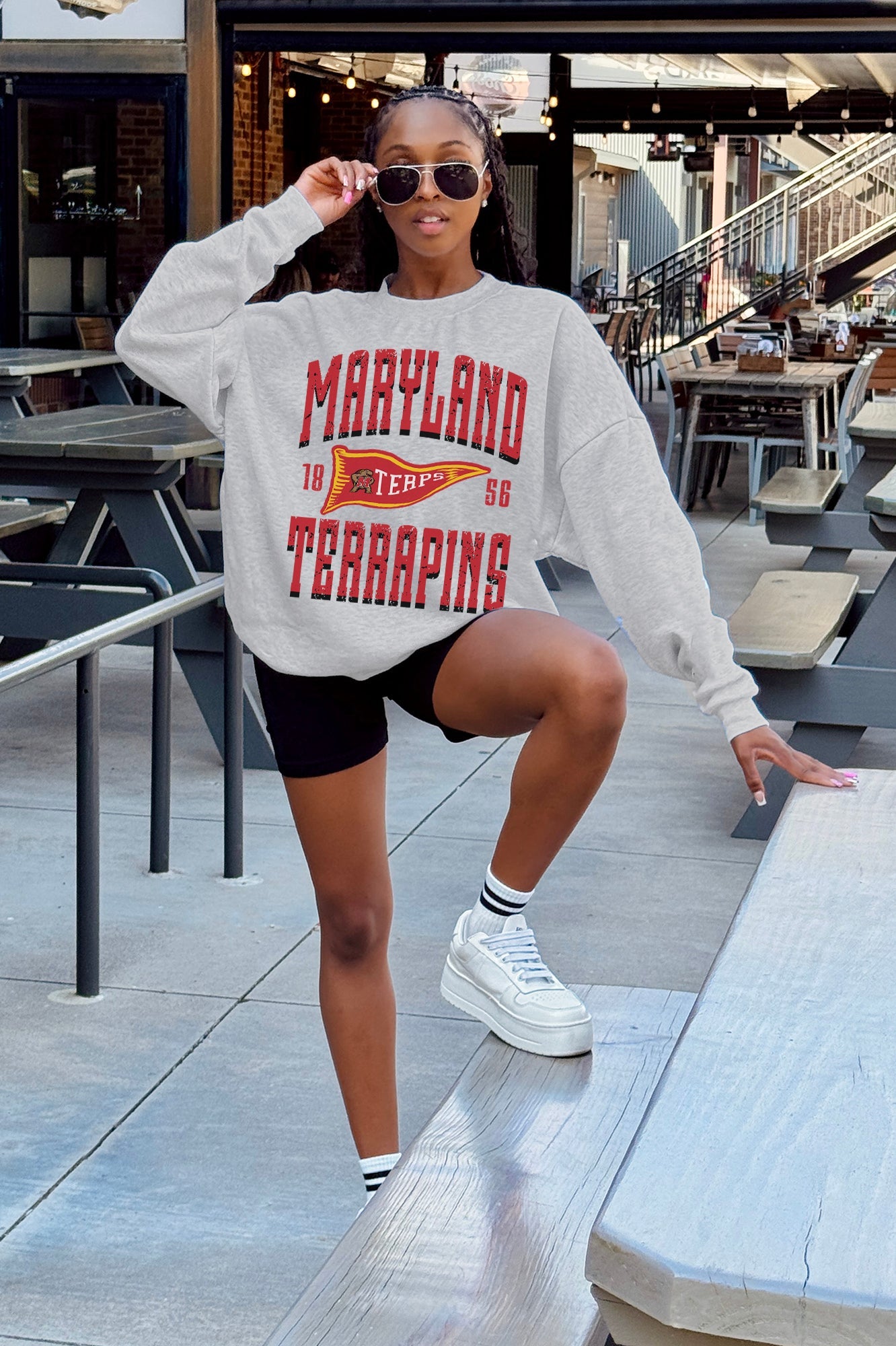 MARYLAND TERRAPINS PENNANT PRIDE PREMIUM FLEECE DROP SHOULDER CREWNECK PULLOVER