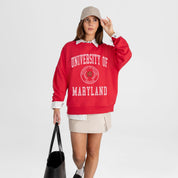 MARYLAND TERRAPINS PRIME PLAY PREMIUM FLEECE DROP SHOULDER CREWNECK PULLOVER