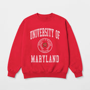 MARYLAND TERRAPINS PRIME PLAY PREMIUM FLEECE DROP SHOULDER CREWNECK PULLOVER