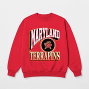 MARYLAND TERRAPINS MAIN CHARACTER PREMIUM FLEECE DROP SHOULDER CREWNECK PULLOVER
