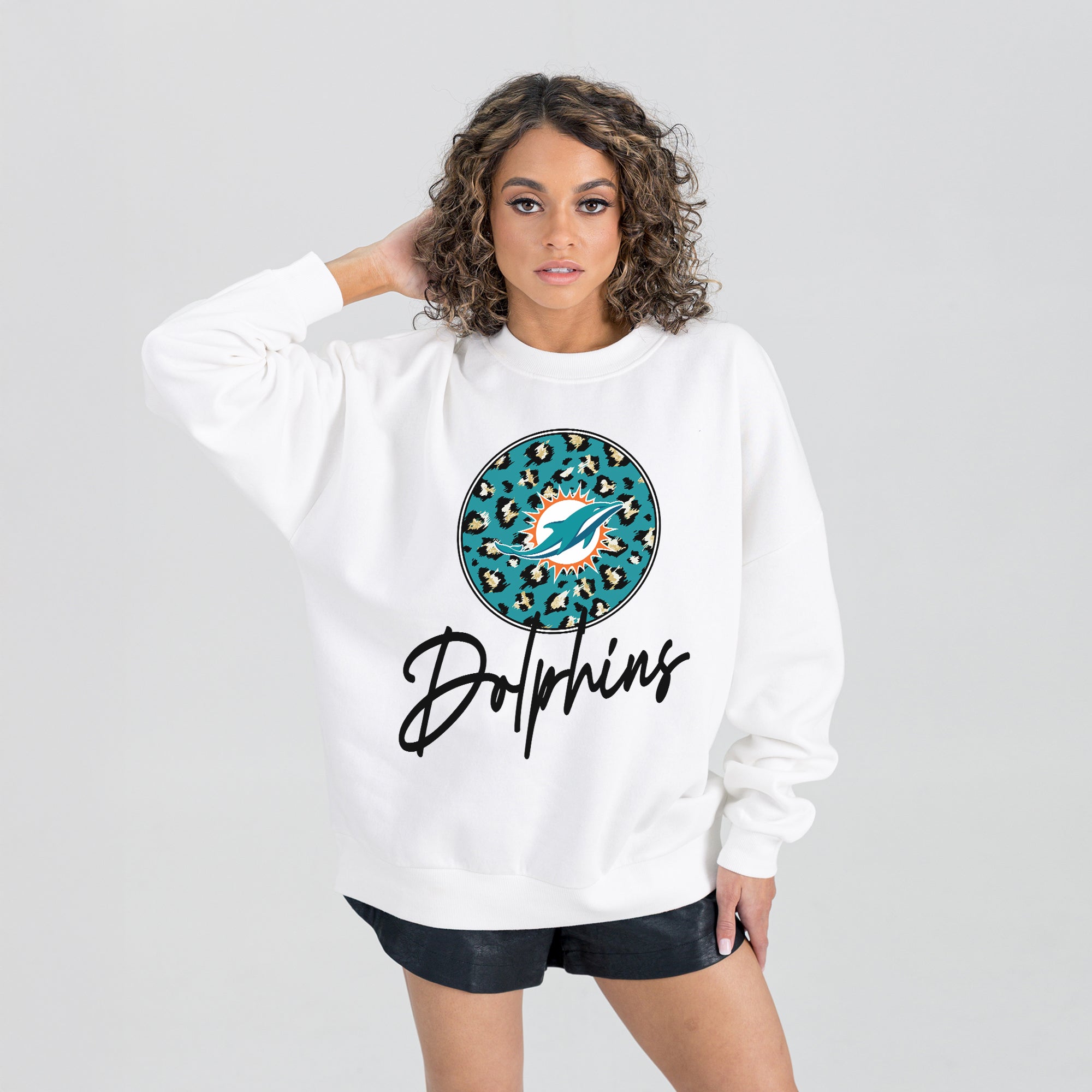 MIAMI DOLPHINS WILD BREAKTHROUGH PREMIUM FLEECE CREWNECK PULLOVER