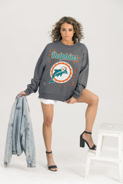 MIAMI DOLPHINS READY TO RUMBLE PREMIUM FLEECE DROP SHOULDER CREWNECK PULLOVER