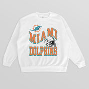 MIAMI DOLPHINS HARD EARNED PREMIUM FLEECE CREWNECK PULLOVER