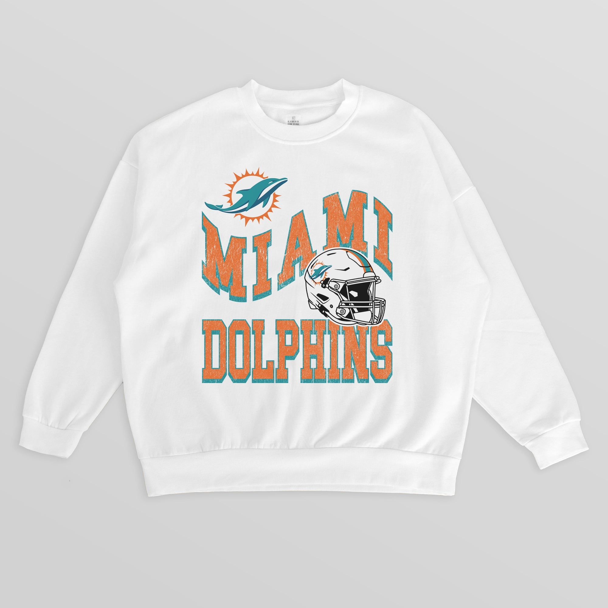 MIAMI DOLPHINS HARD EARNED PREMIUM FLEECE CREWNECK PULLOVER