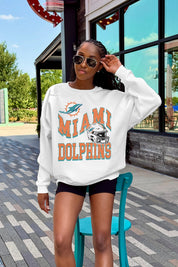 MIAMI DOLPHINS HARD EARNED PREMIUM FLEECE CREWNECK PULLOVER