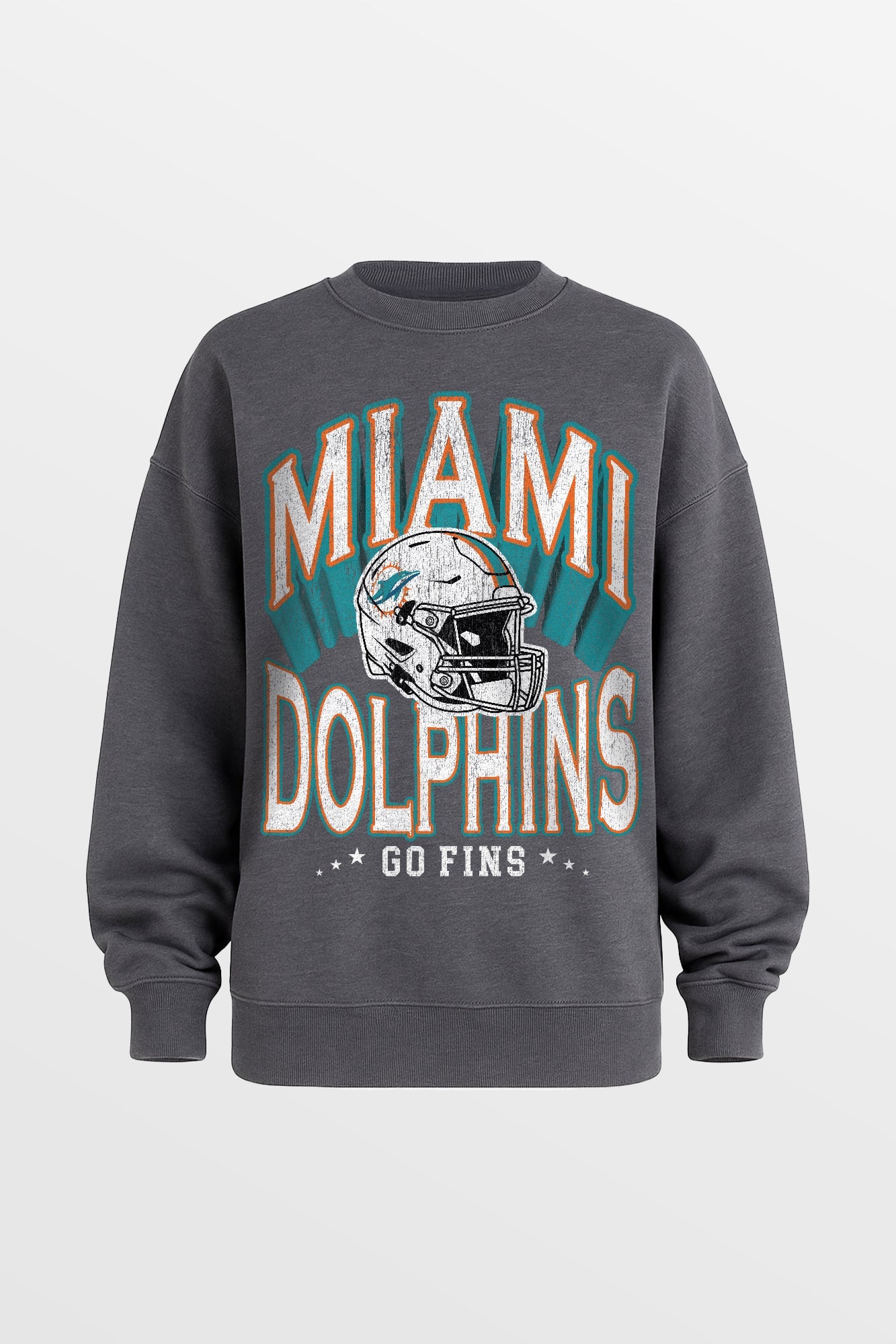 MIAMI DOLPHINS STAY COOL PREMIUM FLEECE CREWNECK PULLOVER BY RANDI MAHOMES
