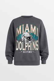 MIAMI DOLPHINS STAY COOL PREMIUM FLEECE CREWNECK PULLOVER BY RANDI MAHOMES