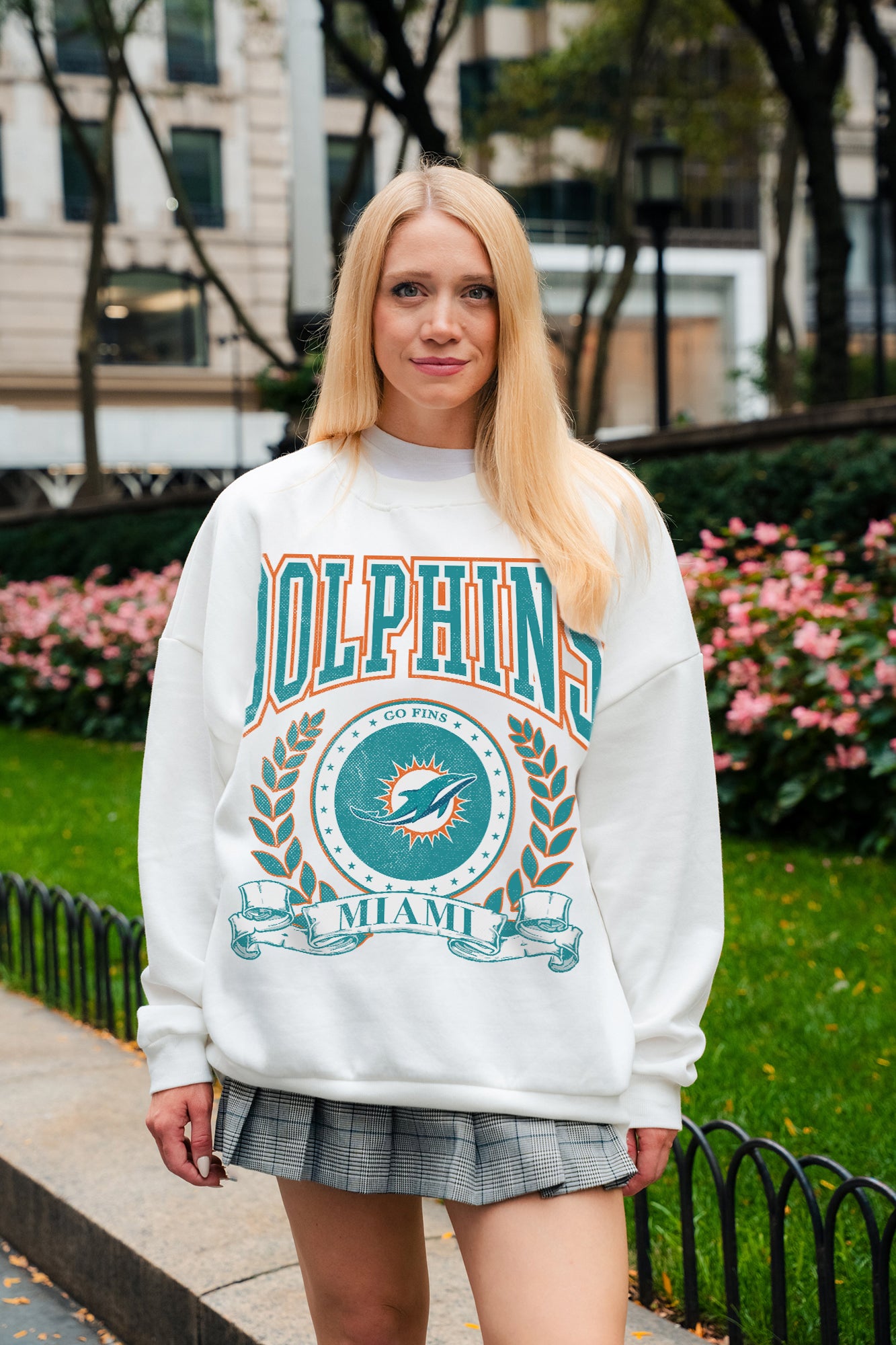 MIAMI DOLPHINS STAY COOL PREMIUM FLEECE CREWNECK PULLOVER