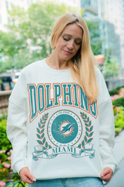 MIAMI DOLPHINS STAY COOL PREMIUM FLEECE CREWNECK PULLOVER