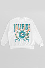 MIAMI DOLPHINS STAY COOL PREMIUM FLEECE CREWNECK PULLOVER