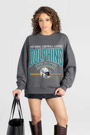 MIAMI DOLPHINS KICKOFF CLASSIC PREMIUM FLEECE DROP SHOULDER CREWNECK PULLOVER
