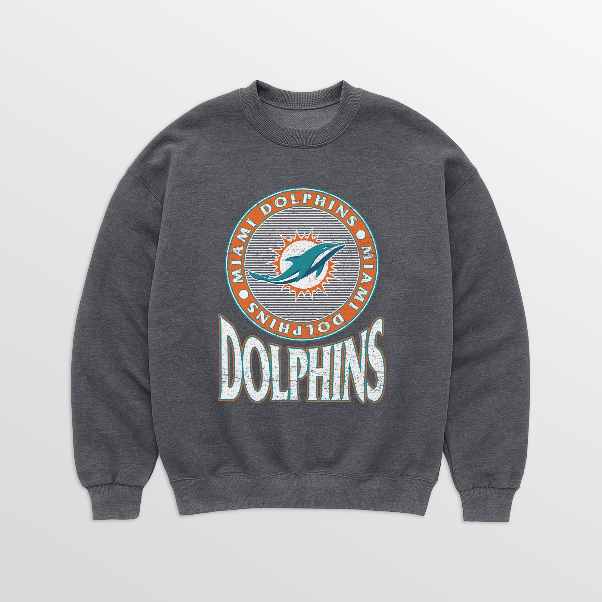 MIAMI DOLPHINS SATURDAY SEAL PREMIUM FLEECE DROP SHOULDER CREWNECK PULLOVER