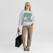 MIAMI DOLPHINS GAME ON PREMIUM FLEECE DROP SHOULDER CREWNECK PULLOVER