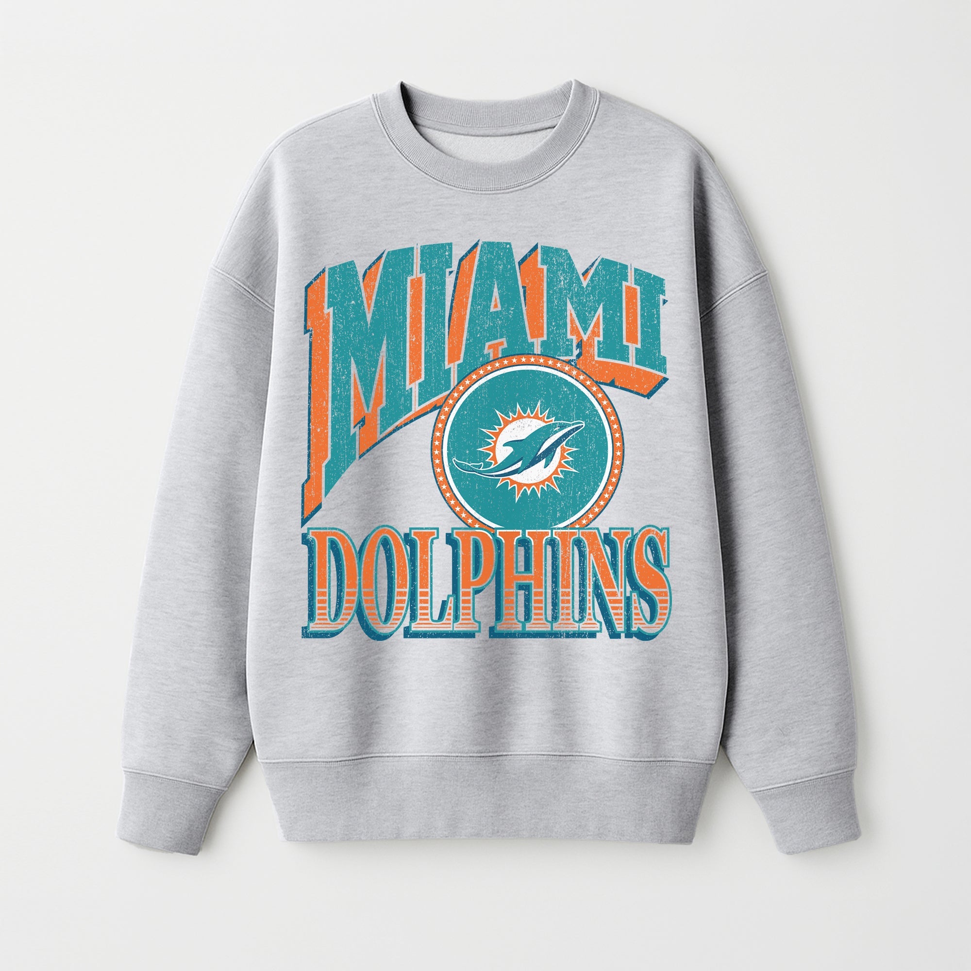 MIAMI DOLPHINS GAME ON PREMIUM FLEECE DROP SHOULDER CREWNECK PULLOVER