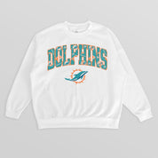 MIAMI DOLPHINS SWEET PLAY PREMIUM FLEECE DROP SHOULDER CREWNECK PULLOVER