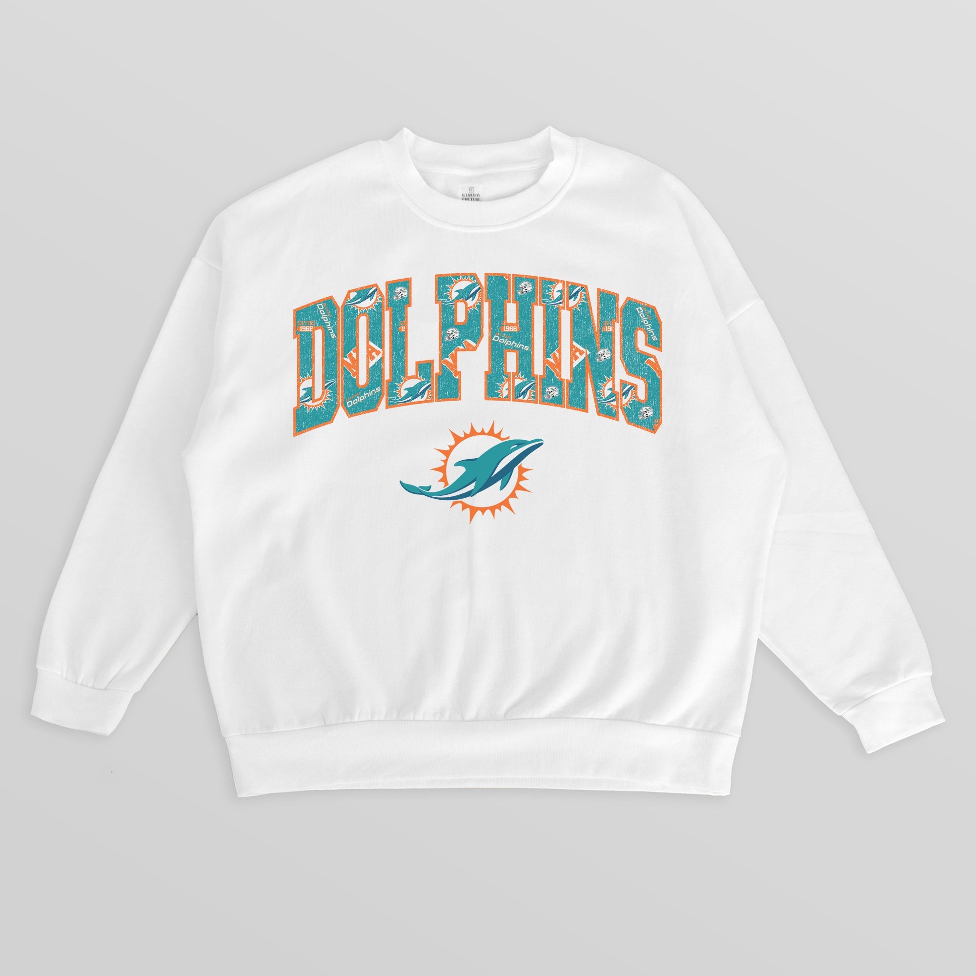 MIAMI DOLPHINS SWEET PLAY PREMIUM FLEECE DROP SHOULDER CREWNECK PULLOVER
