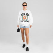 MIAMI DOLPHINS GOLD STANDARD PREMIUM FLEECE DROP SHOULDER CREWNECK PULLOVER