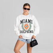MIAMI DOLPHINS GOLD STANDARD PREMIUM FLEECE DROP SHOULDER CREWNECK PULLOVER