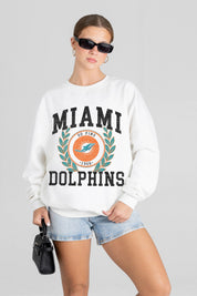MIAMI DOLPHINS GOLD STANDARD PREMIUM FLEECE DROP SHOULDER CREWNECK PULLOVER