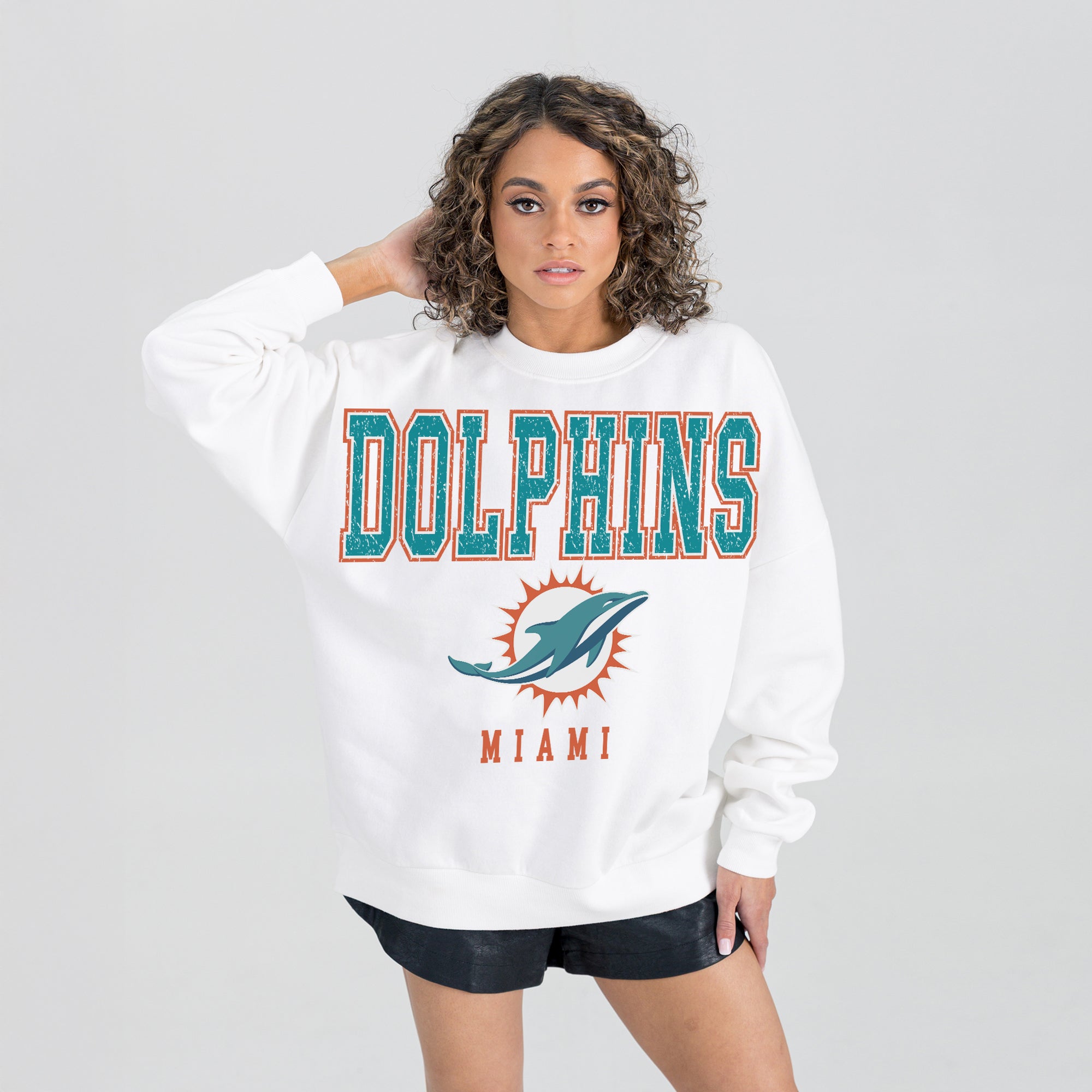 MIAMI DOLPHINS Sunday Drives Fleece Crewneck Pullover