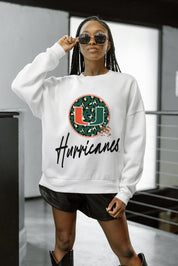 MIAMI HURRICANES WILD BREAKTHROUGH PREMIUM FLEECE CREWNECK PULLOVER