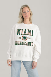 MIAMI HURRICANES TIMELESS TRIUMPH PREMIUM FLEECE DROP SHOULDER CREWNECK PULLOVER