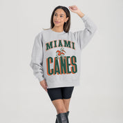 MIAMI HURRICANES FIERCE FOCUS PREMIUM FLEECE DROP SHOULDER CREWNECK PULLOVER