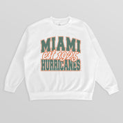 MIAMI HURRICANES FADED FORMATION PREMIUM FLEECE DROP SHOULDER CREWNECK PULLOVER