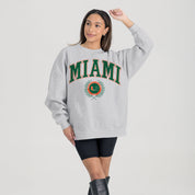MIAMI HURRICANES TRADITION REFINED PREMIUM FLEECE CREWNECK PULLOVER
