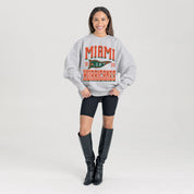 MIAMI HURRICANES PENNANT PRIDE PREMIUM FLEECE DROP SHOULDER CREWNECK PULLOVER