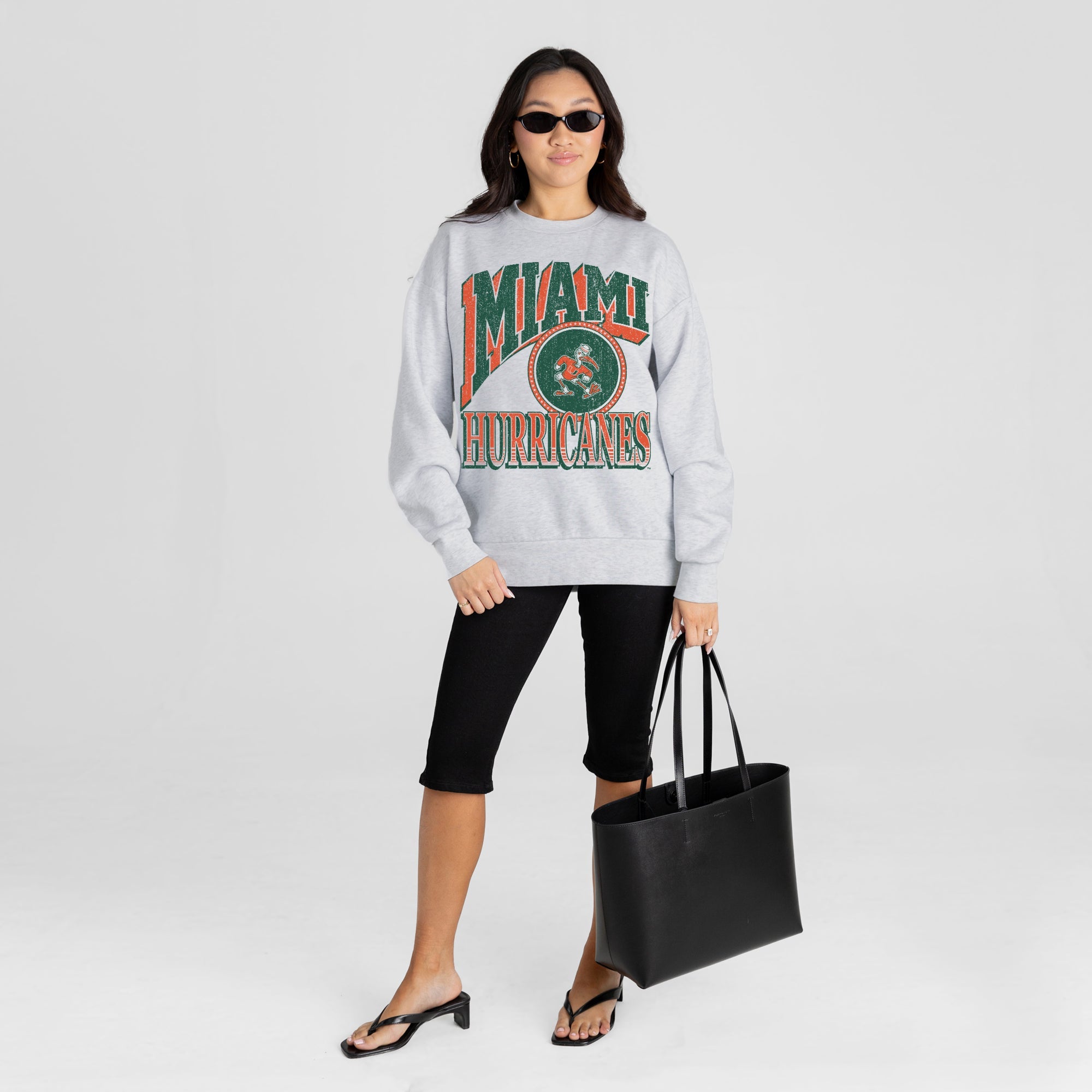 MIAMI HURRICANES GAME ON PREMIUM FLEECE DROP SHOULDER CREWNECK PULLOVER