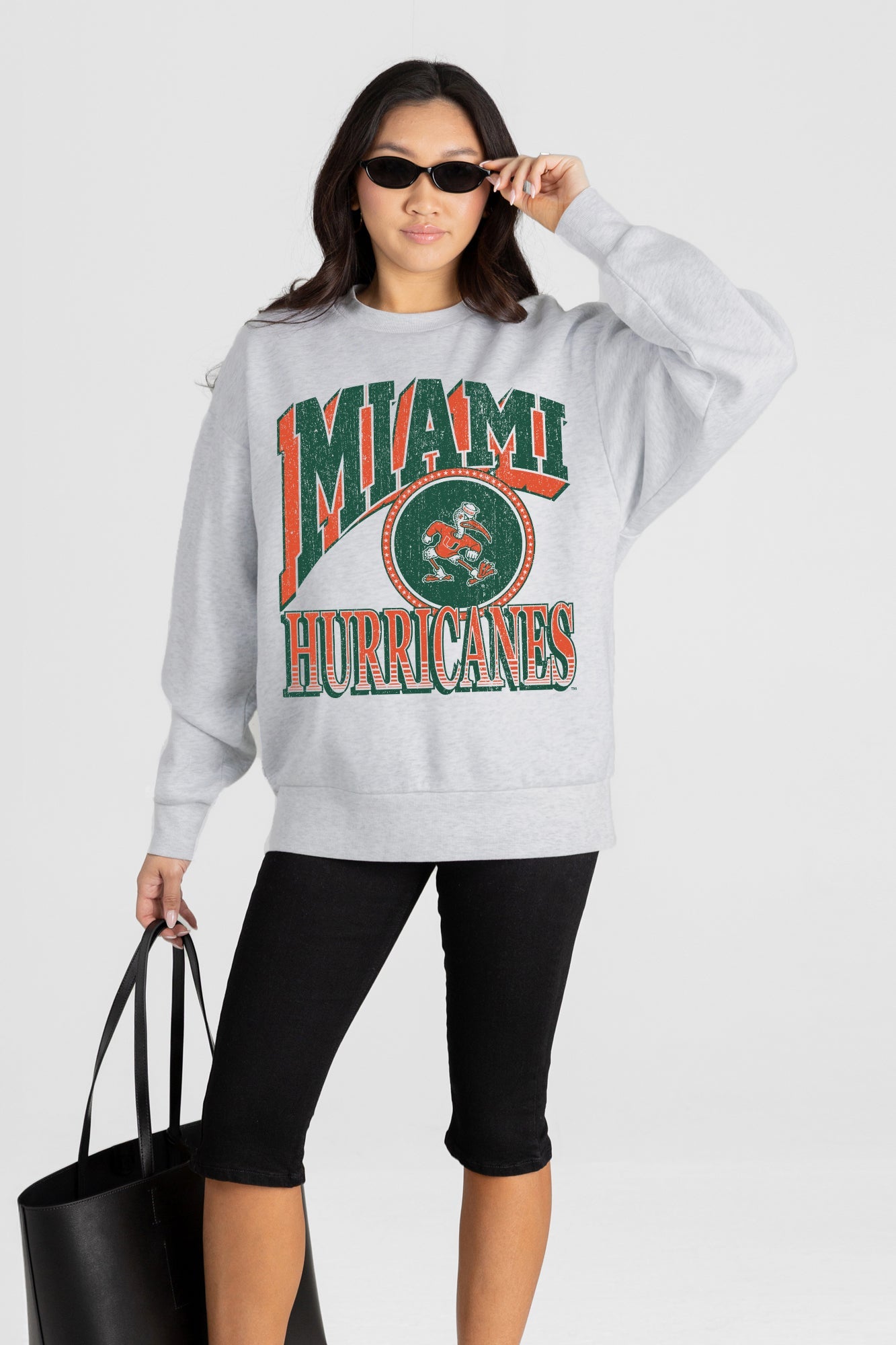MIAMI HURRICANES GAME ON PREMIUM FLEECE DROP SHOULDER CREWNECK PULLOVER