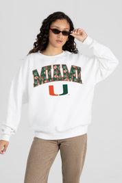 MIAMI HURRICANES SWEET PLAY PREMIUM FLEECE DROP SHOULDER CREWNECK PULLOVER