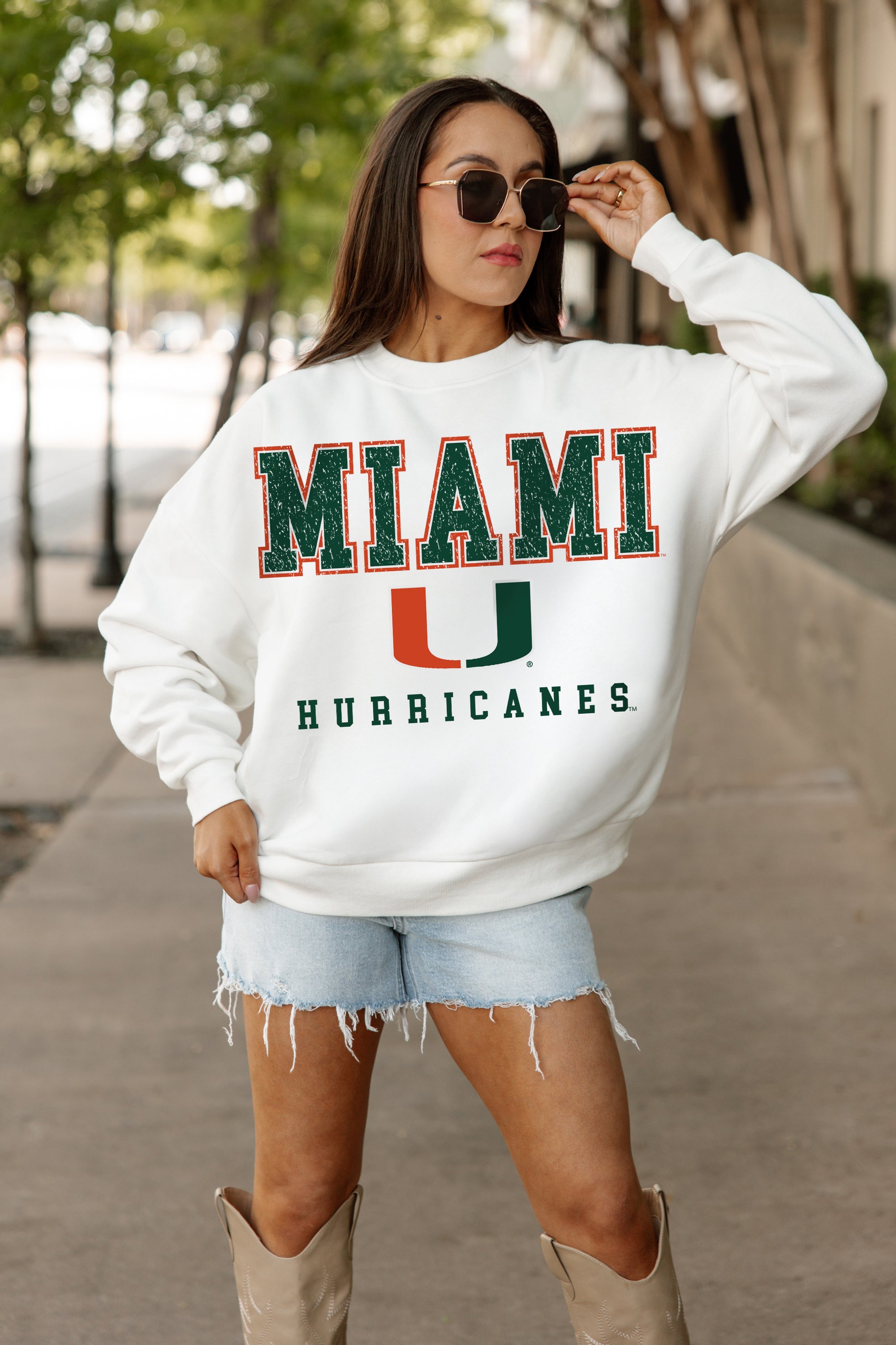 MIAMI HURRICANES Freestyle Fleece Drop-Shoulder Pullover