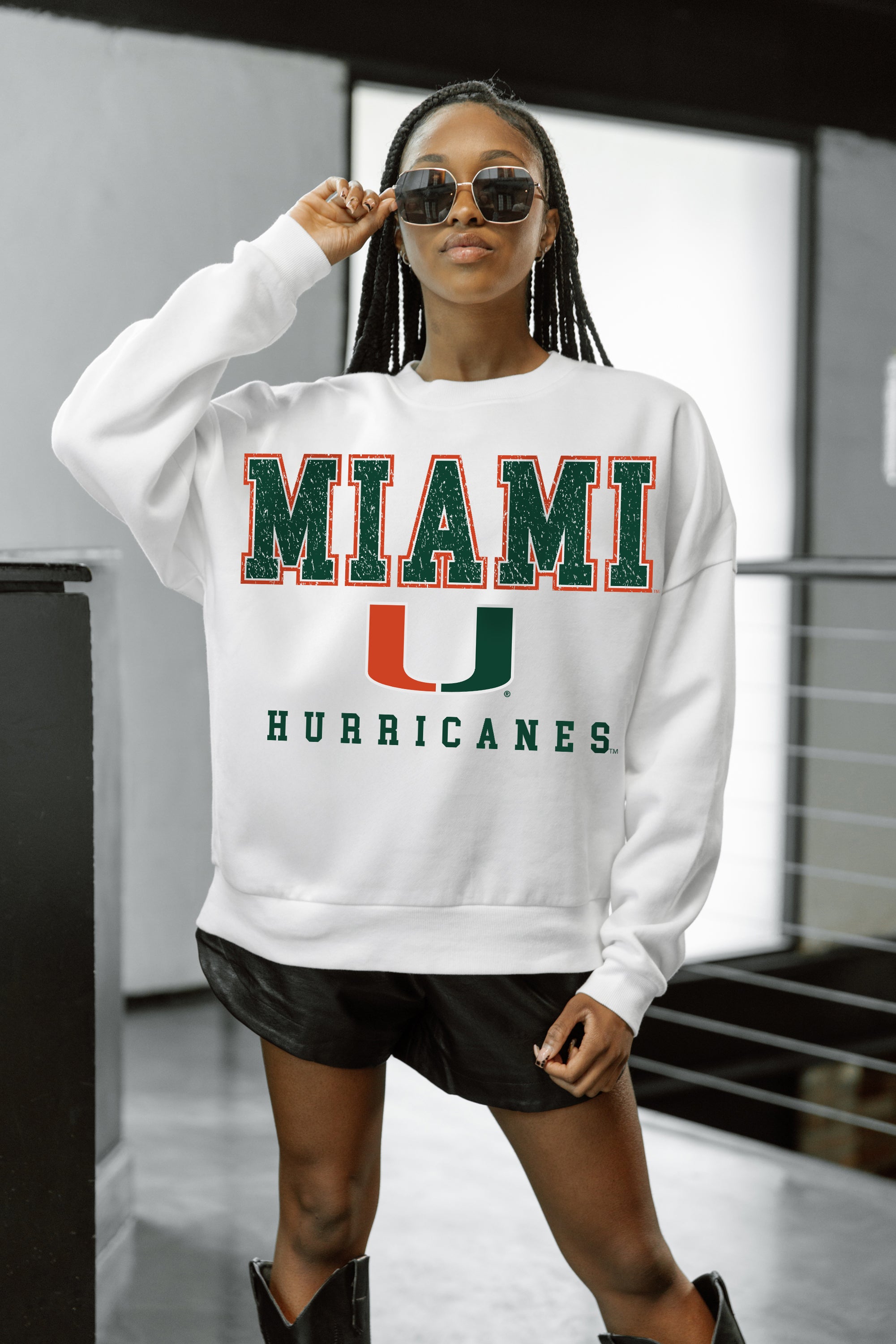 MIAMI HURRICANES Freestyle Fleece Drop-Shoulder Pullover